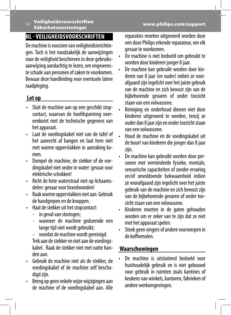 Philips Saeco Intelia Cafetera expreso súper automática User Manual | Page 52 / 96