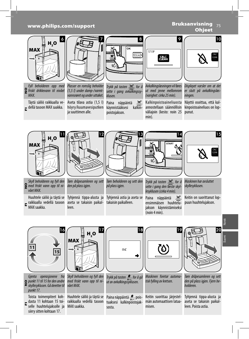 Omax | Philips Saeco Intelia Cafetera expreso súper automática User Manual | Page 75 / 96
