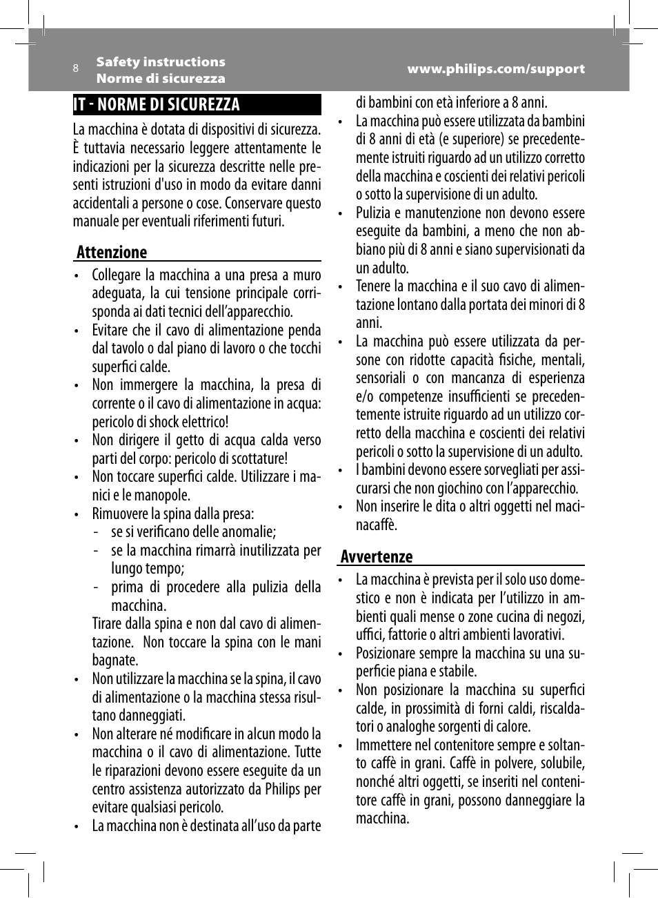 Philips Saeco Intelia Cafetera expreso súper automática User Manual | Page 8 / 96