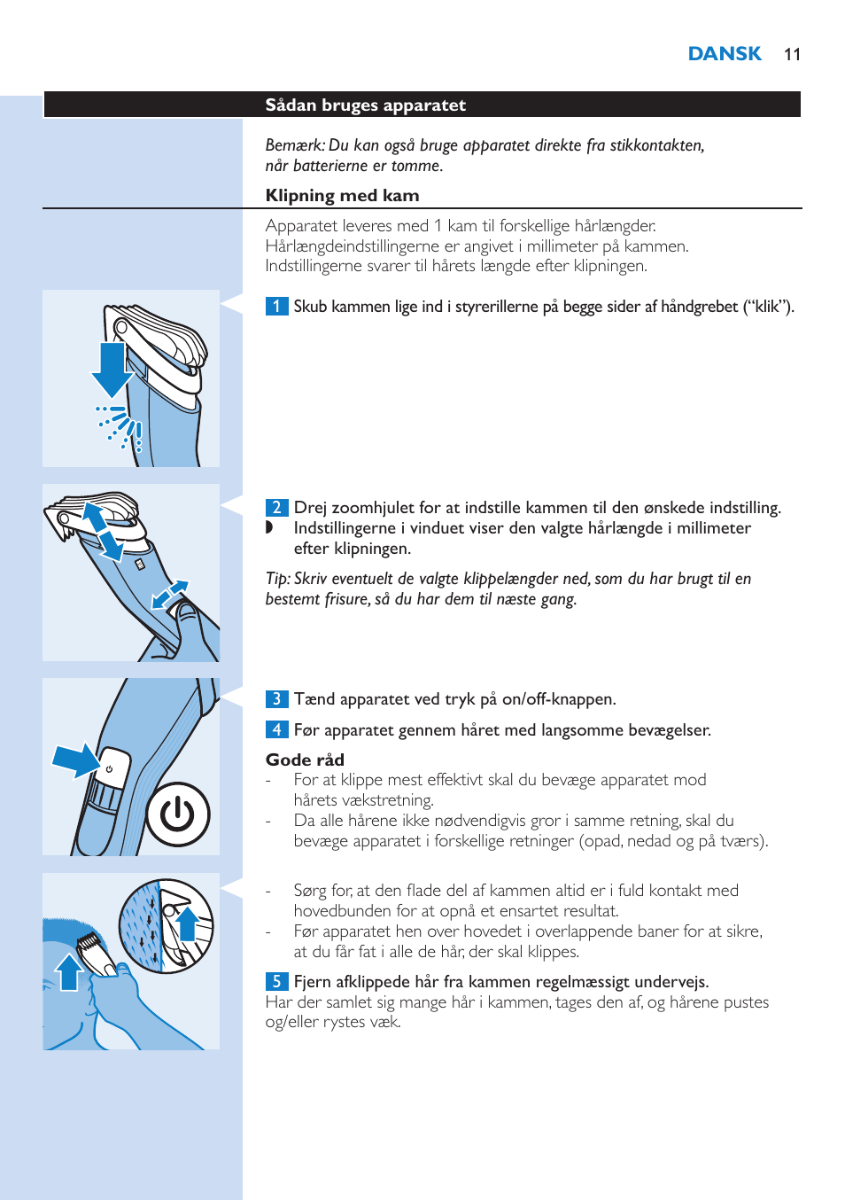 Philips HAIRCLIPPER Series 5000 cortapelos User Manual | Page 11 / 58