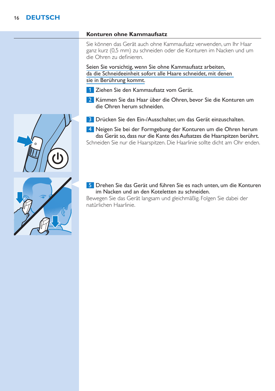 Philips HAIRCLIPPER Series 5000 cortapelos User Manual | Page 16 / 58