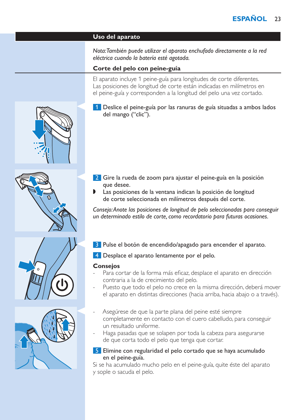 Philips HAIRCLIPPER Series 5000 cortapelos User Manual | Page 23 / 58