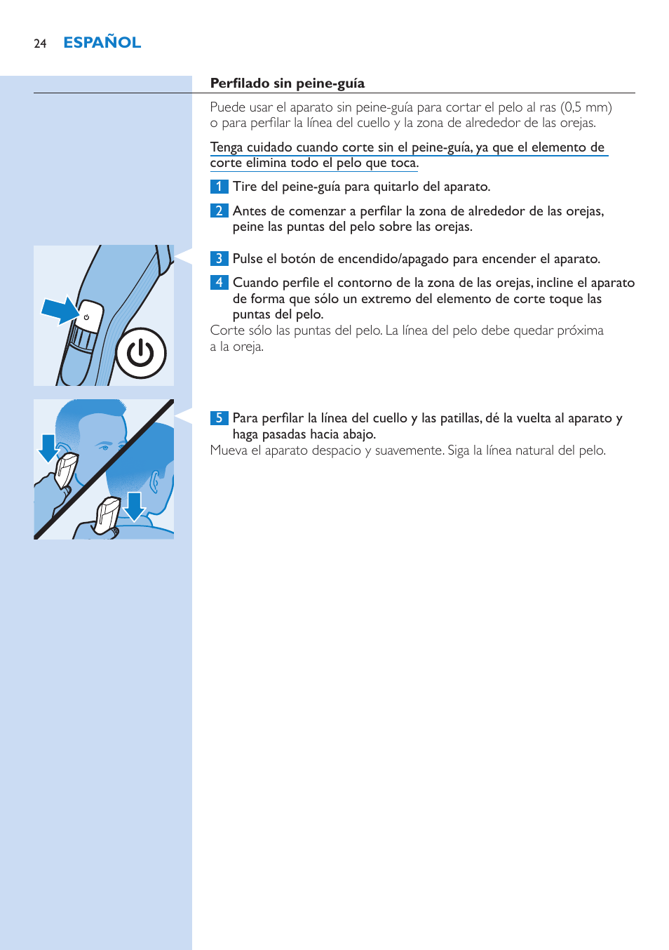 Philips HAIRCLIPPER Series 5000 cortapelos User Manual | Page 24 / 58