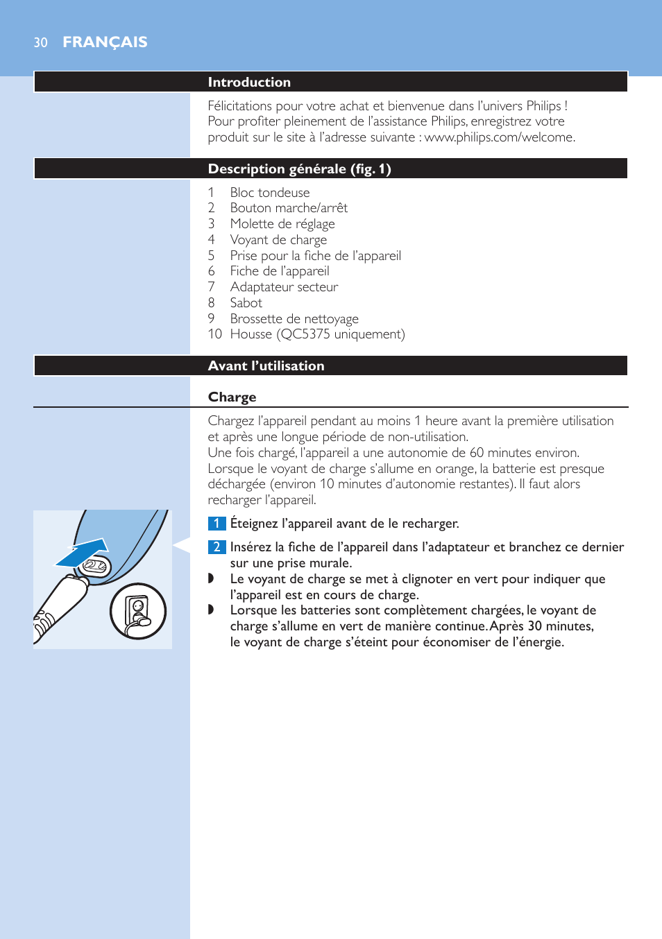 Français, Français 30 | Philips HAIRCLIPPER Series 5000 cortapelos User Manual | Page 30 / 58