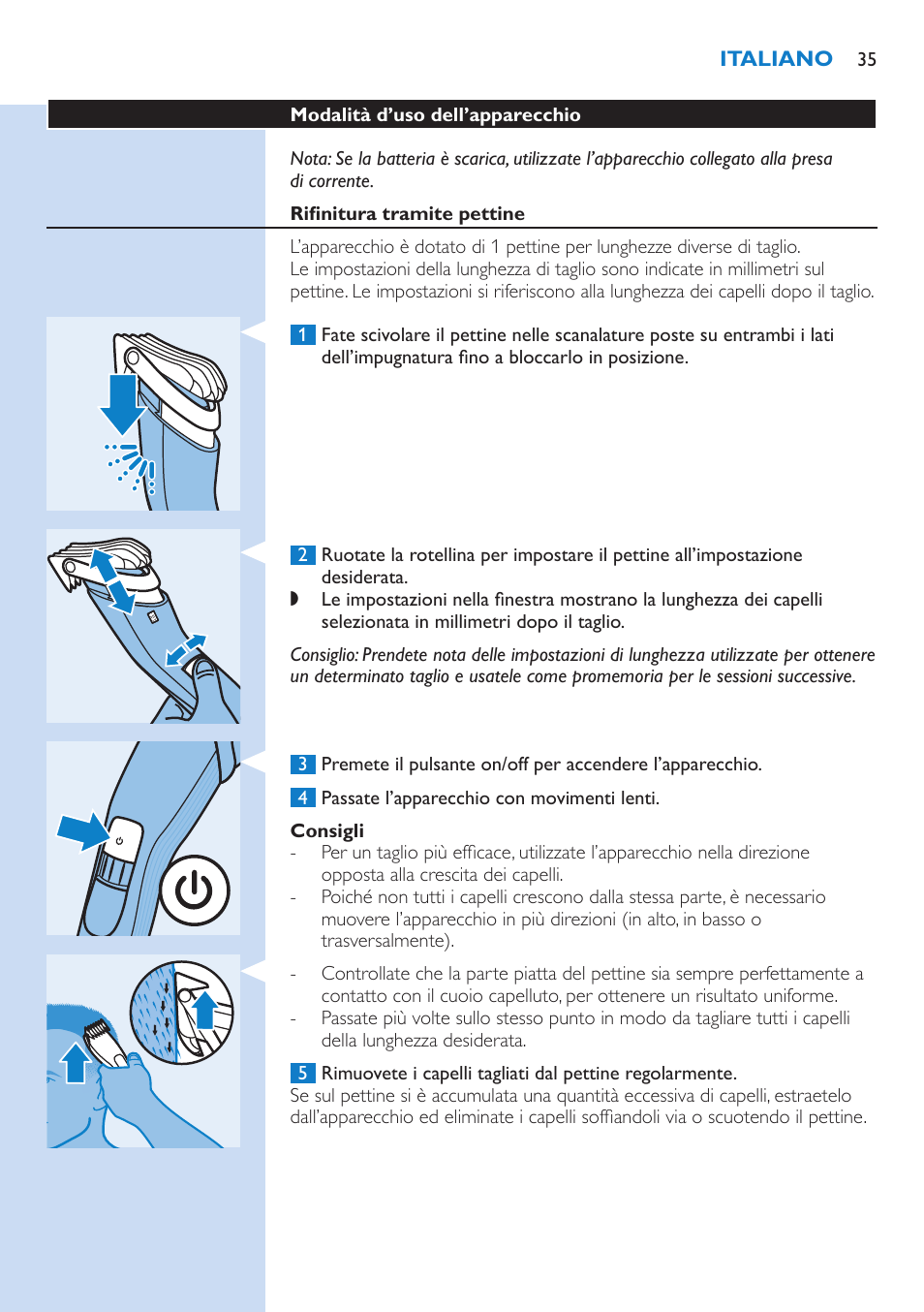 Philips HAIRCLIPPER Series 5000 cortapelos User Manual | Page 35 / 58