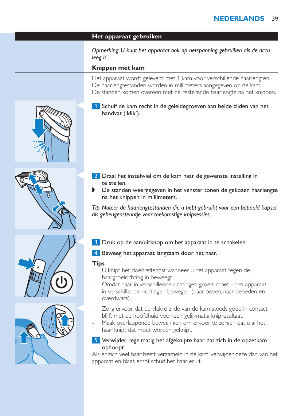 Philips HAIRCLIPPER Series 5000 cortapelos User Manual | Page 39 / 58