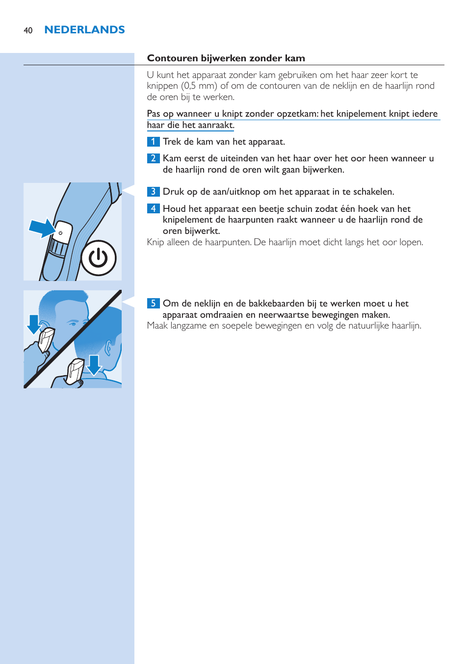 Philips HAIRCLIPPER Series 5000 cortapelos User Manual | Page 40 / 58