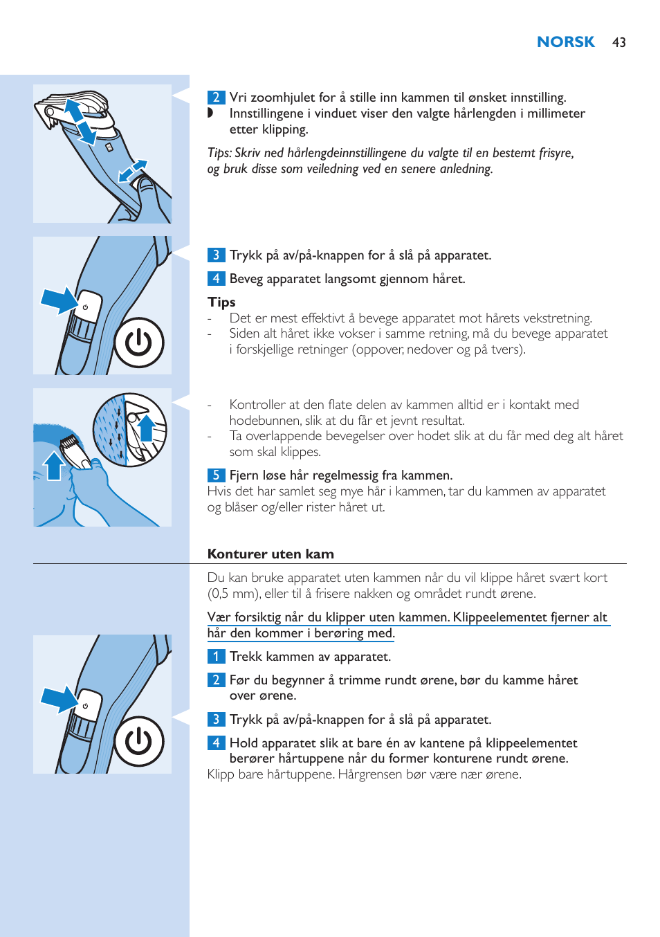 Philips HAIRCLIPPER Series 5000 cortapelos User Manual | Page 43 / 58