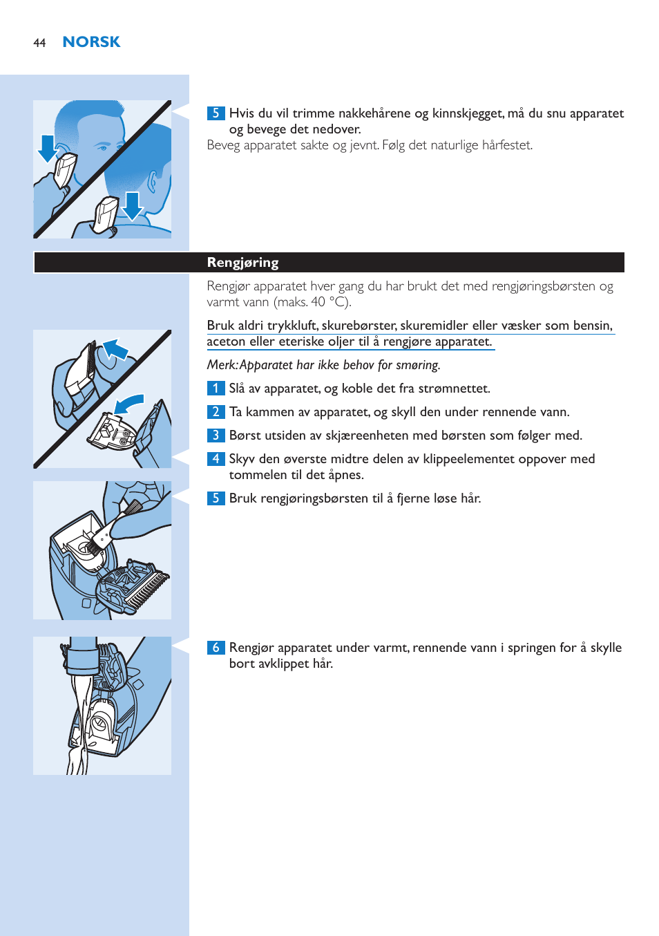 Philips HAIRCLIPPER Series 5000 cortapelos User Manual | Page 44 / 58