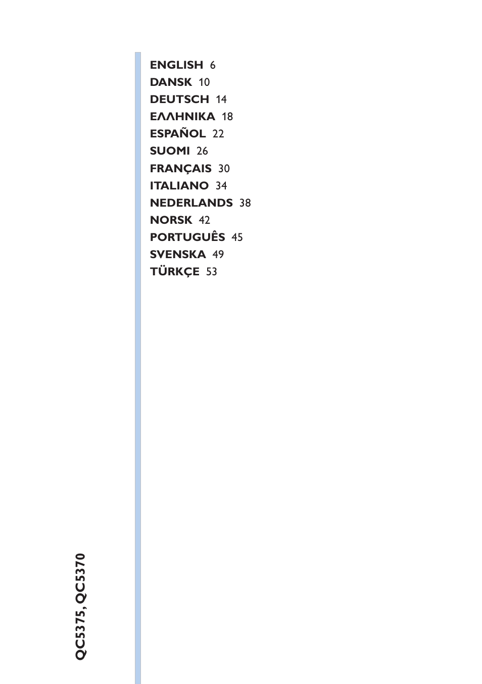 Table of content | Philips HAIRCLIPPER Series 5000 cortapelos User Manual | Page 5 / 58