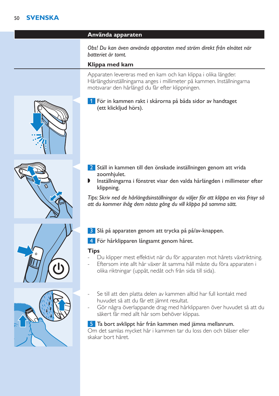 Philips HAIRCLIPPER Series 5000 cortapelos User Manual | Page 50 / 58