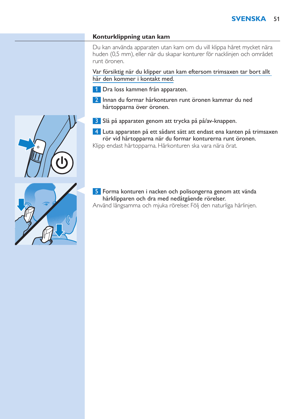 Philips HAIRCLIPPER Series 5000 cortapelos User Manual | Page 51 / 58