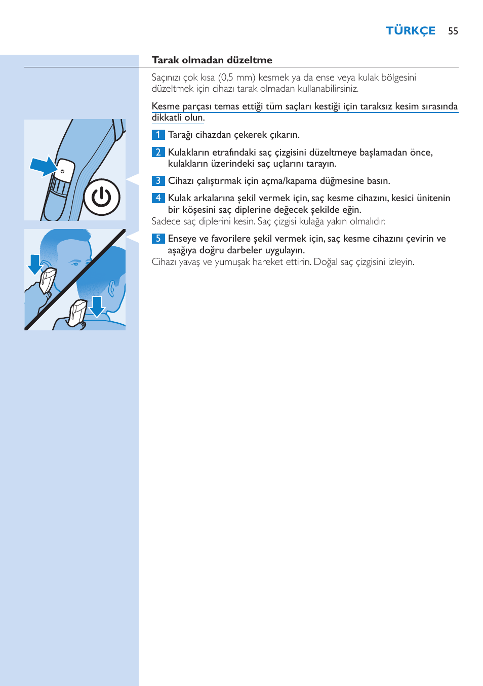 Philips HAIRCLIPPER Series 5000 cortapelos User Manual | Page 55 / 58