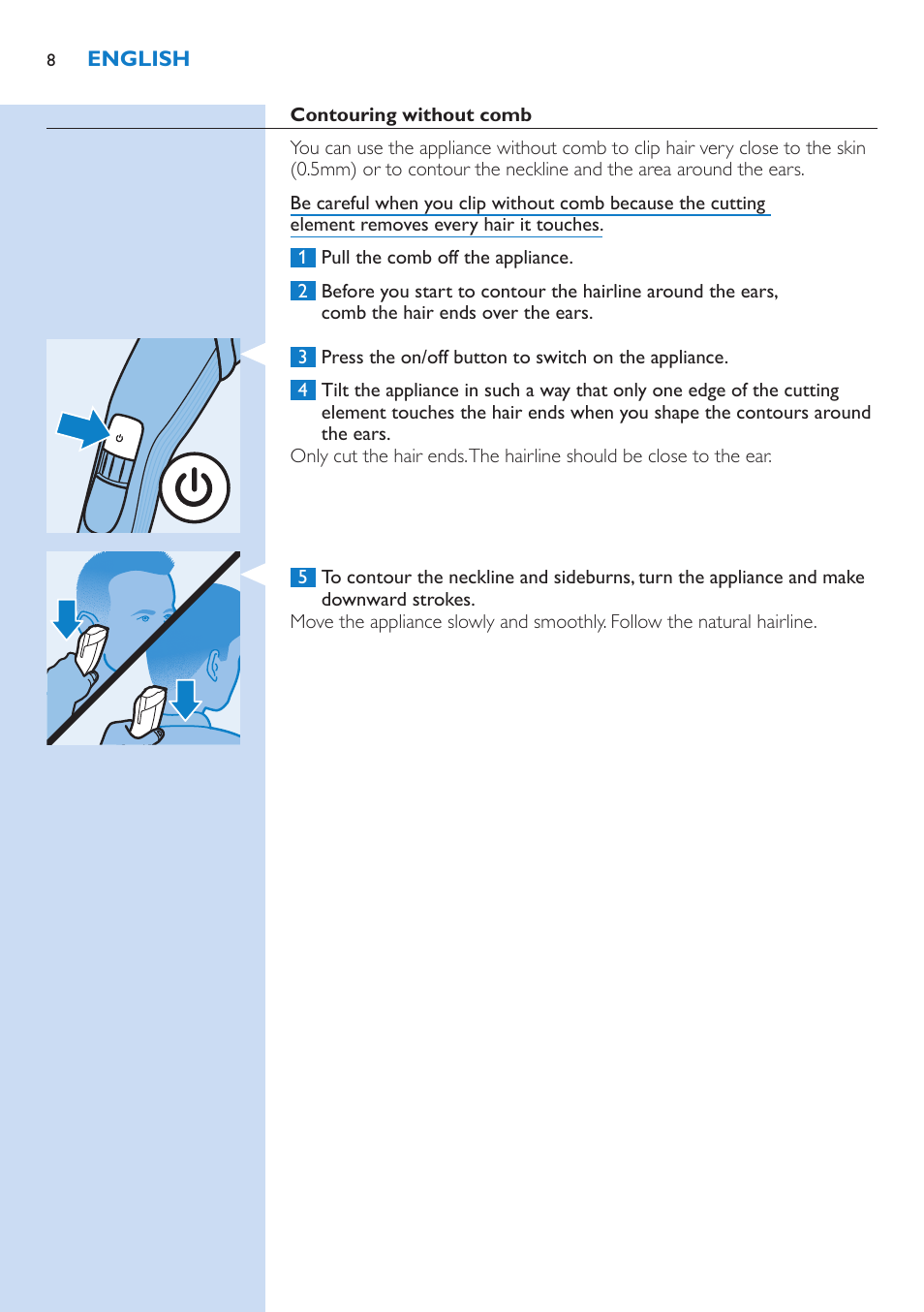 Philips HAIRCLIPPER Series 5000 cortapelos User Manual | Page 8 / 58