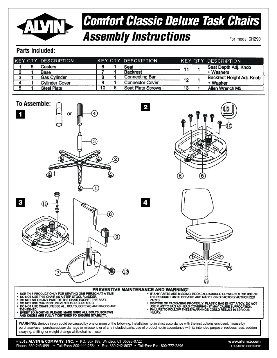 Alvin CH290 User Manual | 1 page