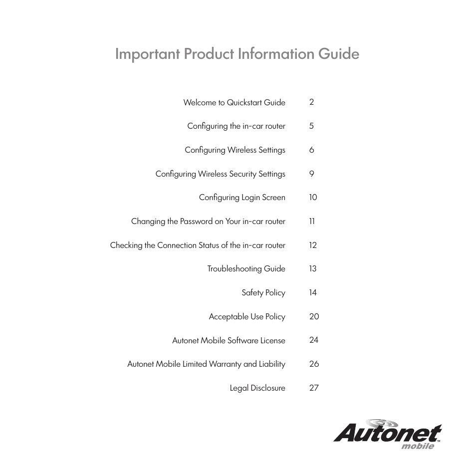 Autonet mobile Carfi User Manual | 15 pages
