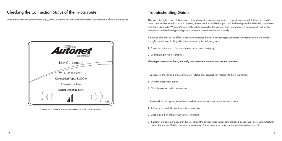 Troubleshooting guide | Autonet mobile Carfi User Manual | Page 7 / 15