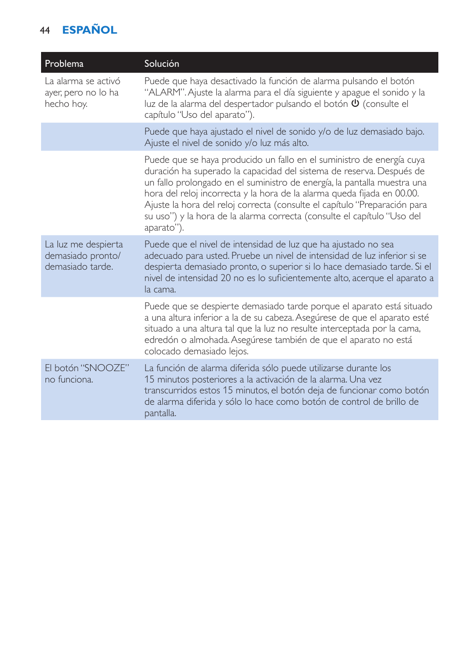 Philips Wake-up Light User Manual | Page 44 / 136