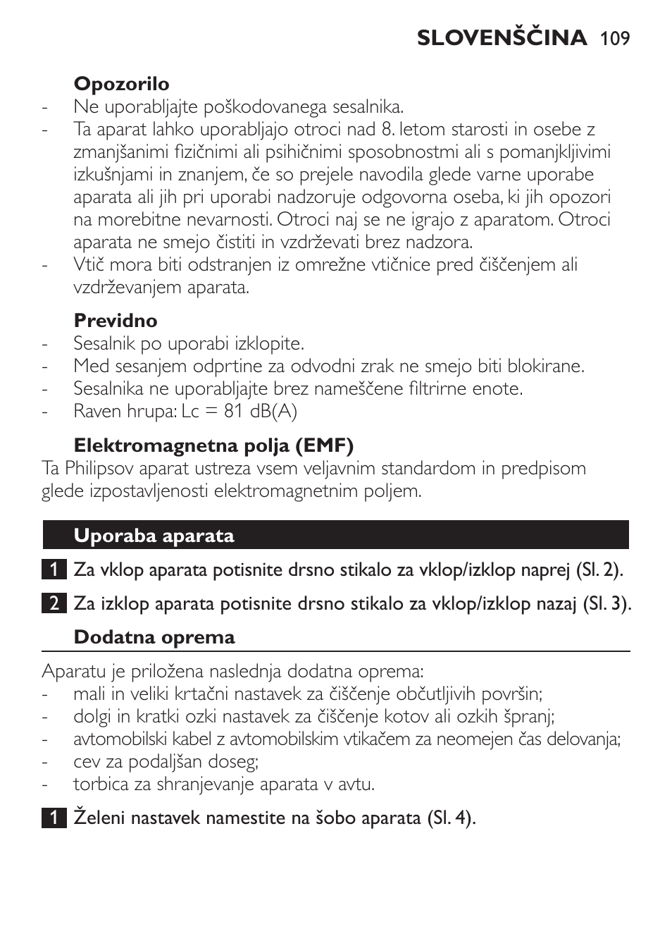 Philips MiniVac Aspirador de mano User Manual | Page 109 / 132