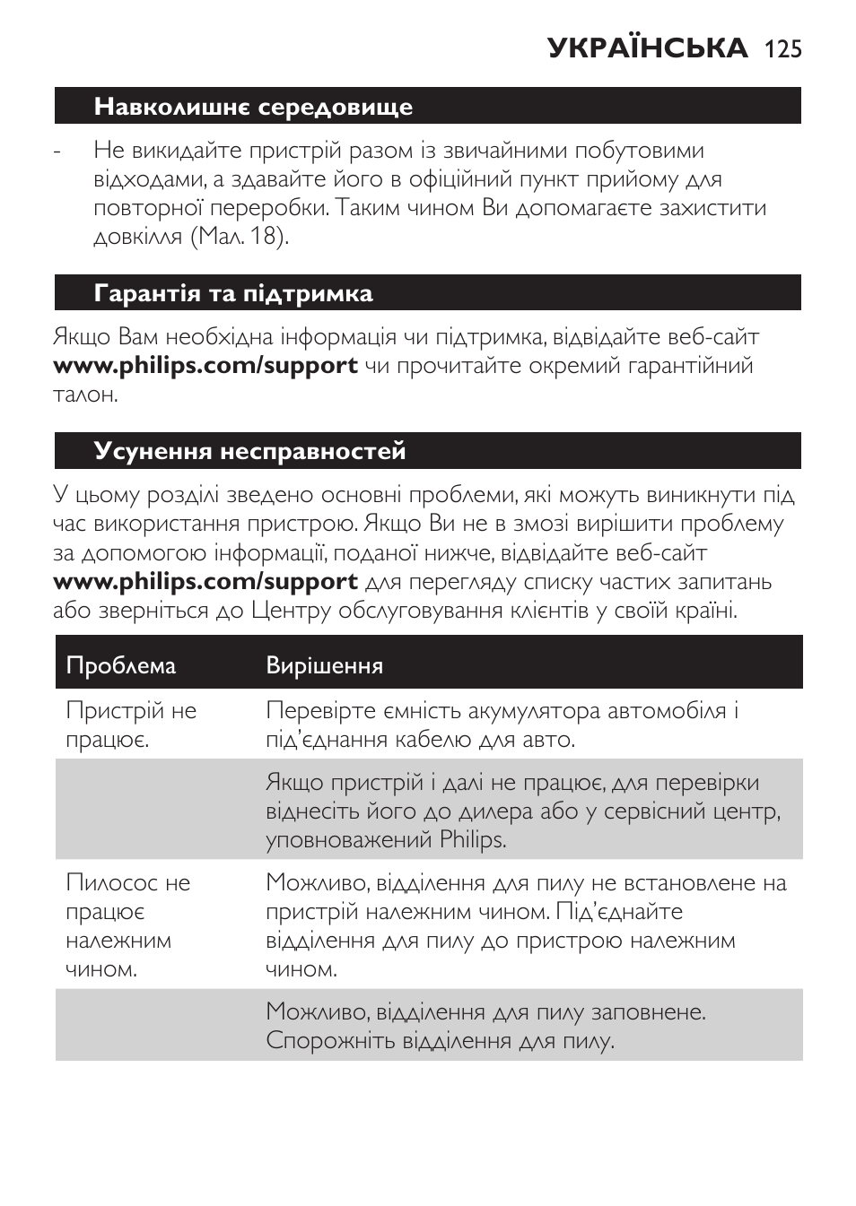 Philips MiniVac Aspirador de mano User Manual | Page 125 / 132