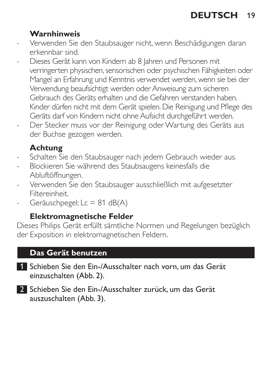 Philips MiniVac Aspirador de mano User Manual | Page 19 / 132