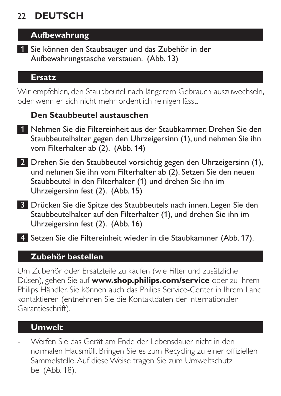 Philips MiniVac Aspirador de mano User Manual | Page 22 / 132