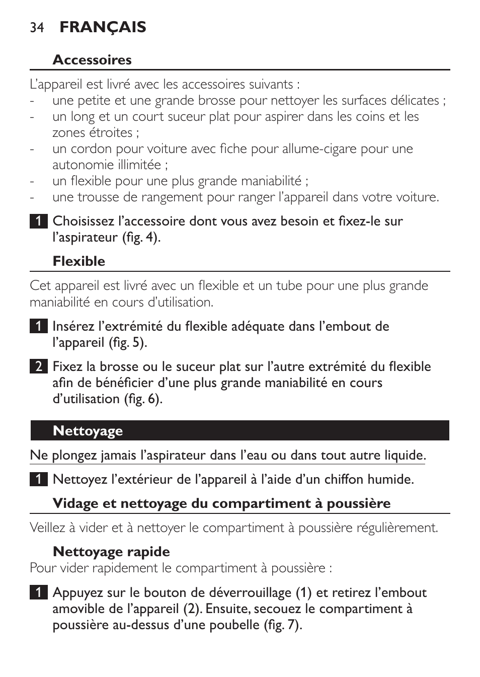 Philips MiniVac Aspirador de mano User Manual | Page 34 / 132