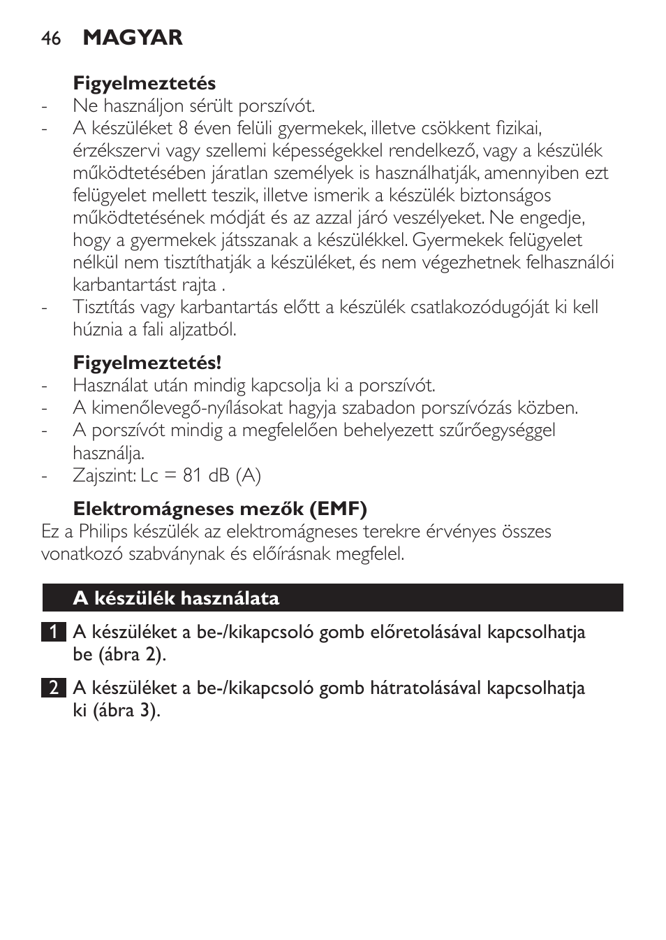 Philips MiniVac Aspirador de mano User Manual | Page 46 / 132