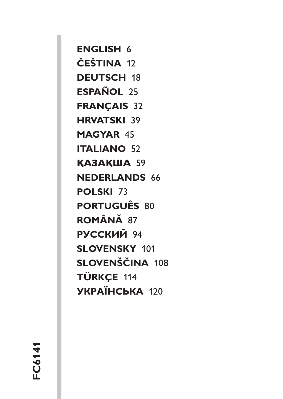 Table of content | Philips MiniVac Aspirador de mano User Manual | Page 5 / 132
