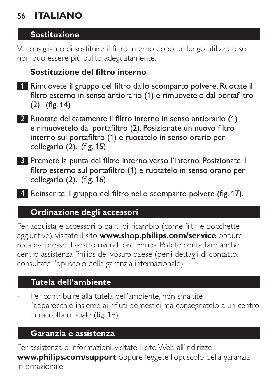 Philips MiniVac Aspirador de mano User Manual | Page 56 / 132