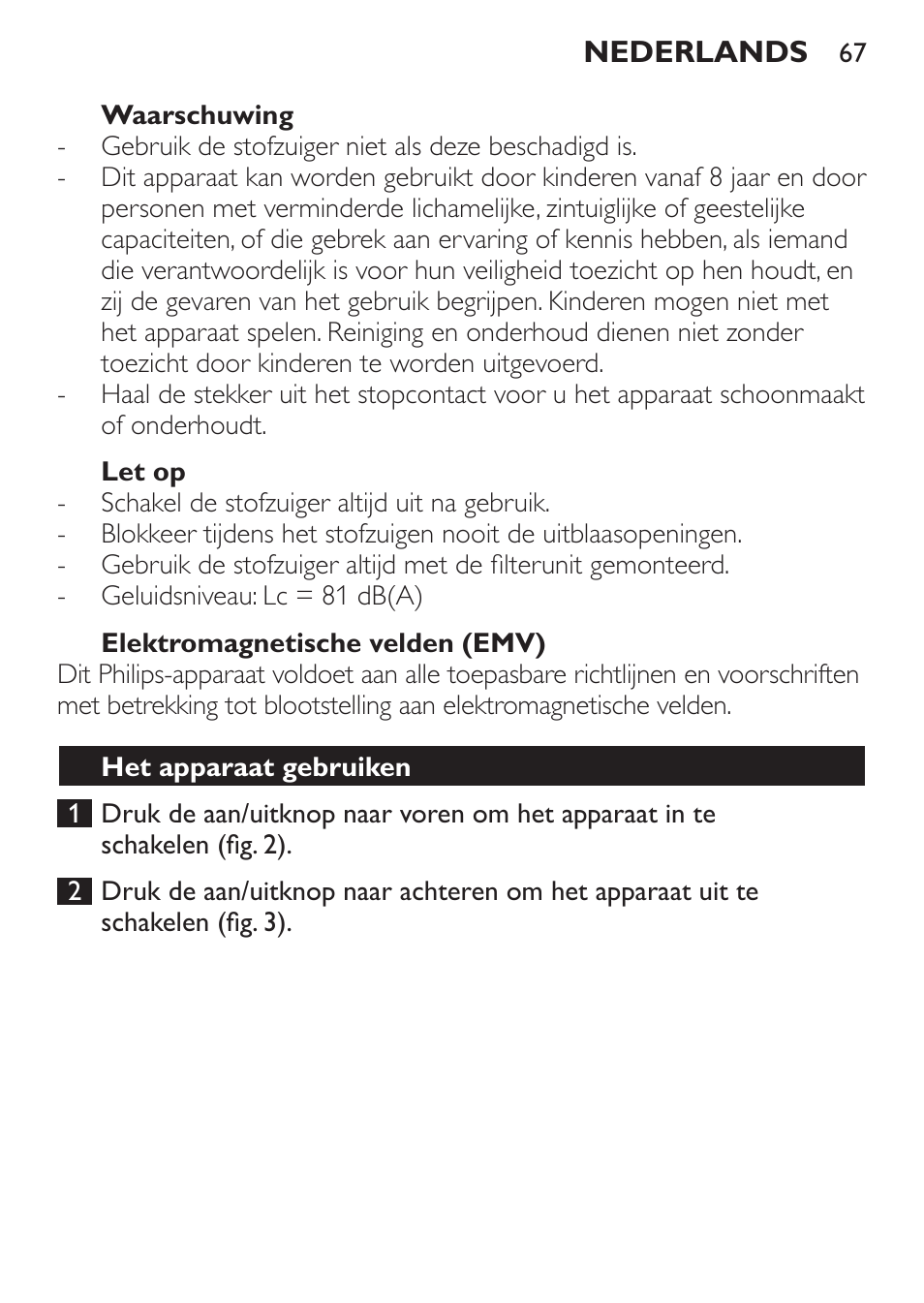 Philips MiniVac Aspirador de mano User Manual | Page 67 / 132