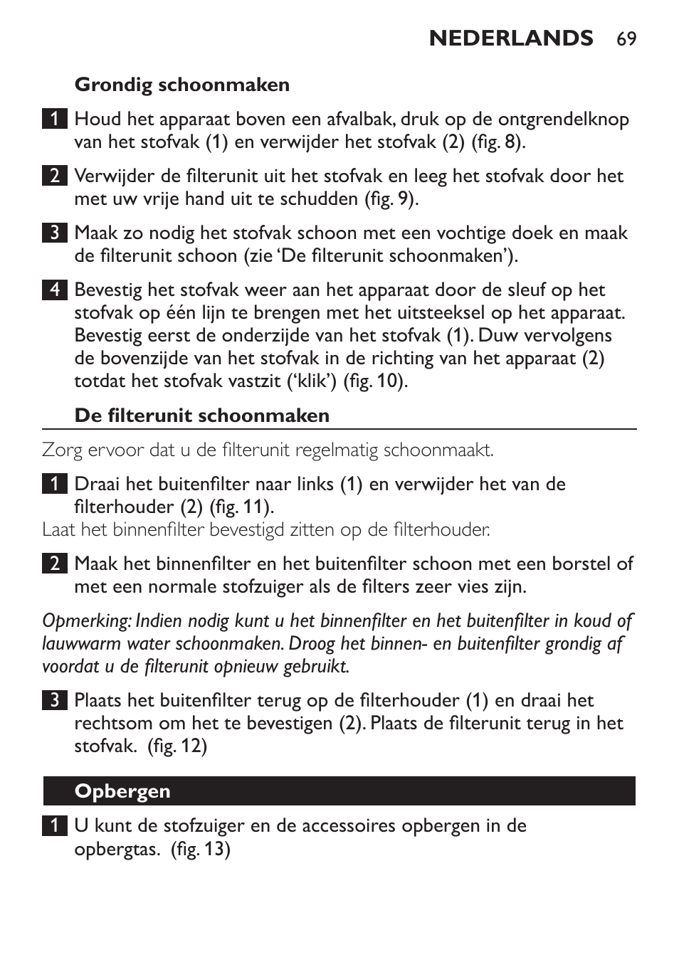 Philips MiniVac Aspirador de mano User Manual | Page 69 / 132