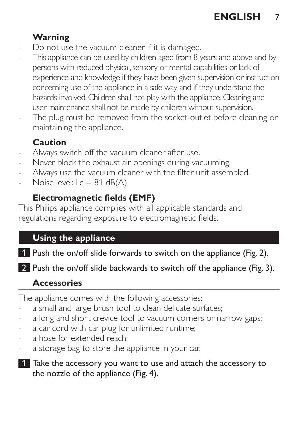 Philips MiniVac Aspirador de mano User Manual | Page 7 / 132