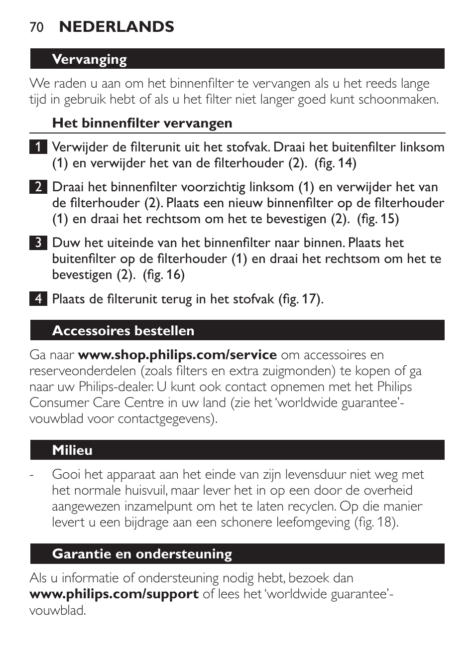 Philips MiniVac Aspirador de mano User Manual | Page 70 / 132