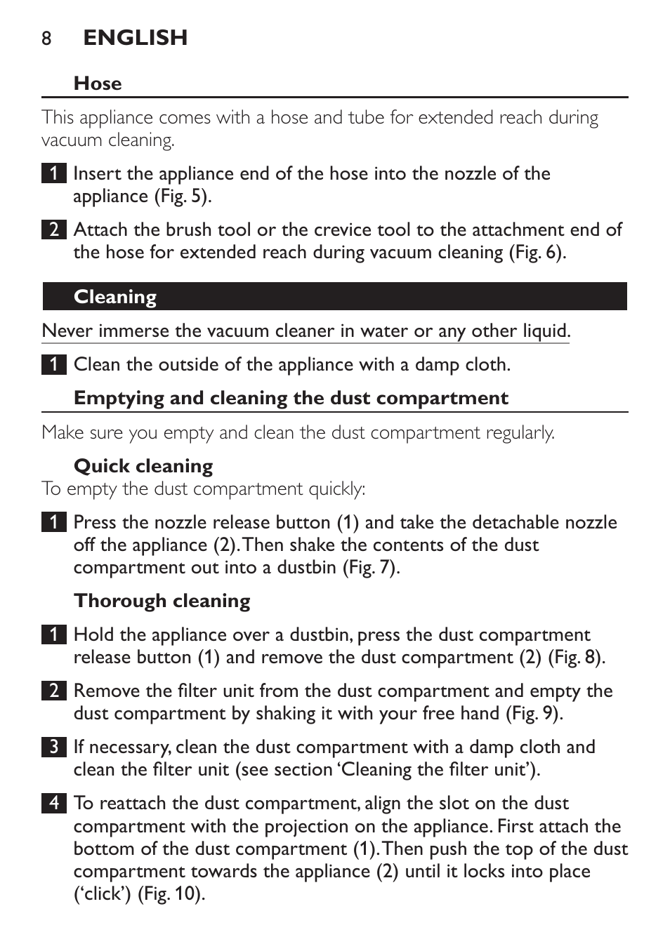 Philips MiniVac Aspirador de mano User Manual | Page 8 / 132