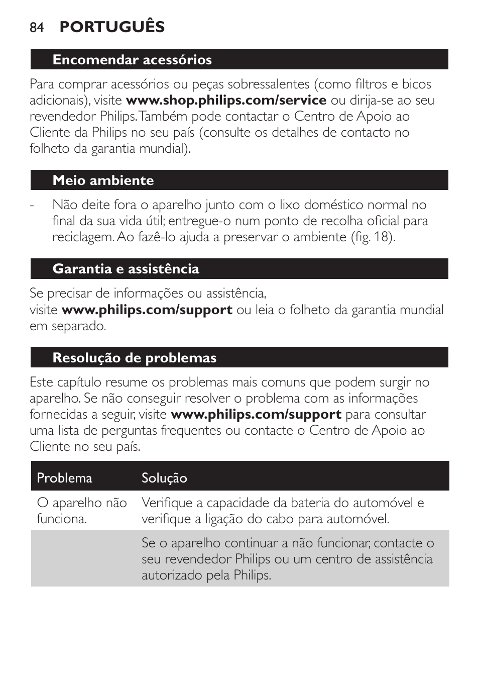 Philips MiniVac Aspirador de mano User Manual | Page 84 / 132