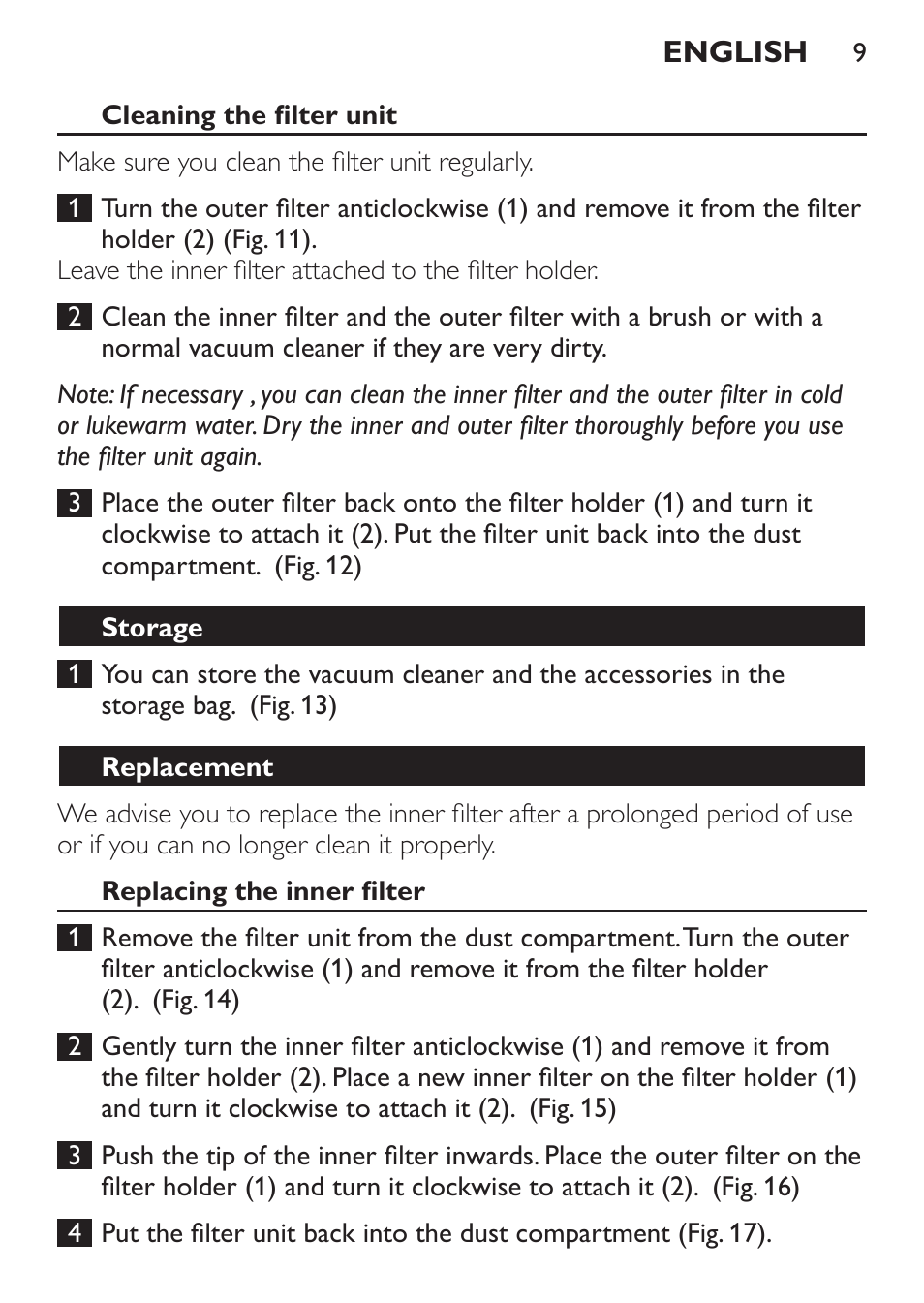 Philips MiniVac Aspirador de mano User Manual | Page 9 / 132
