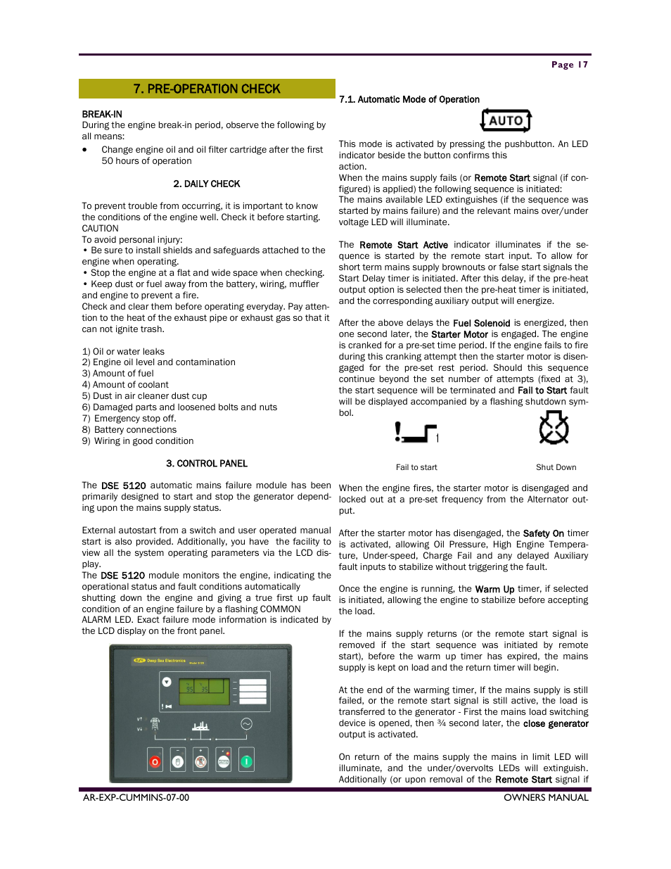 Pre-operation check | Armstrong World Industries A50CU User Manual | Page 17 / 43