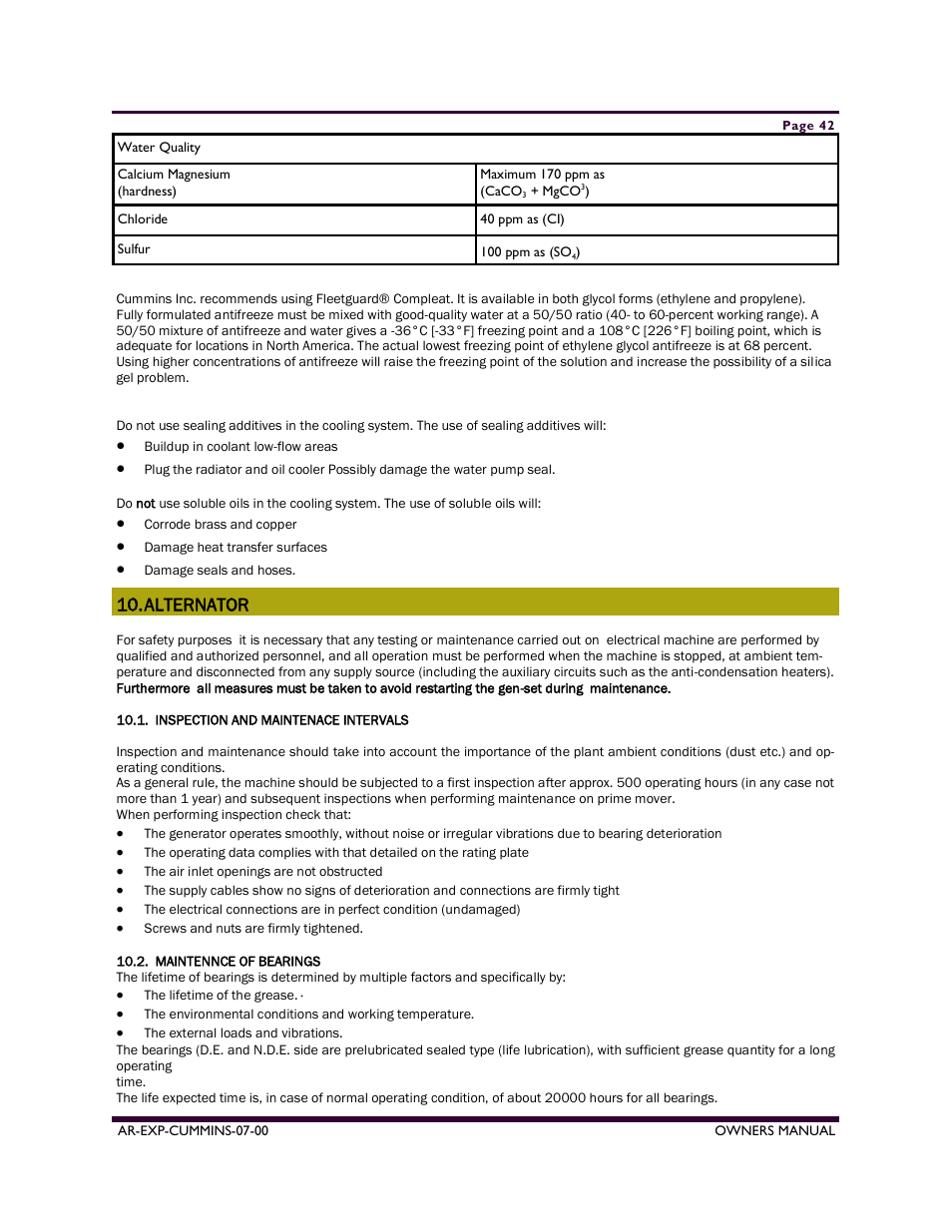 Alternator | Armstrong World Industries A50CU User Manual | Page 42 / 43