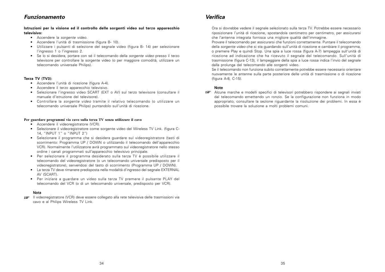 Funzionamento, Verifica | Philips Receptor TV Link adicional User Manual | Page 19 / 39