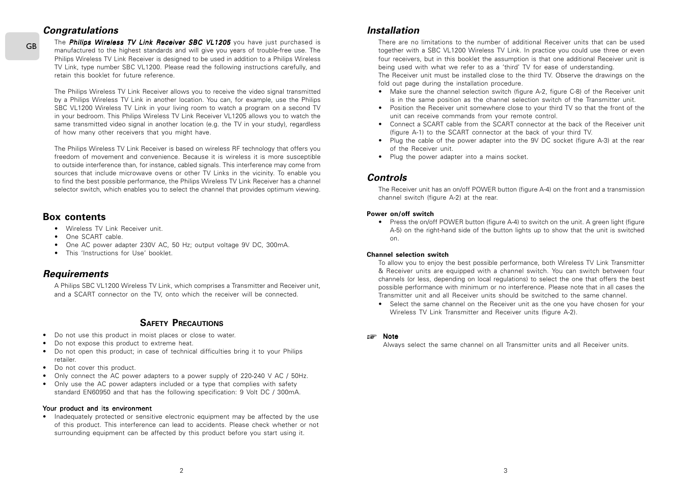 Installation, Controls, Box contents | Requirements | Philips Receptor TV Link adicional User Manual | Page 3 / 39