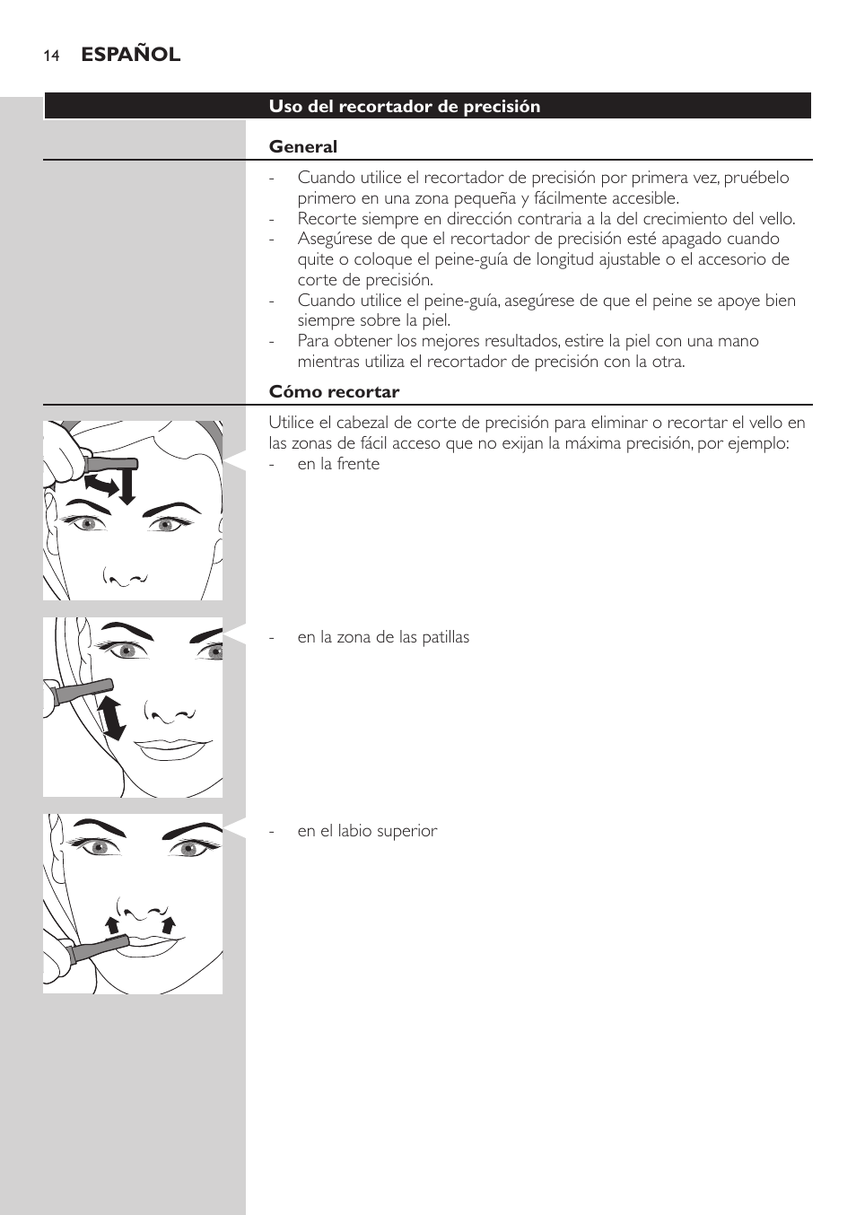 Philips Accesorio recortador de precisión User Manual | Page 14 / 88