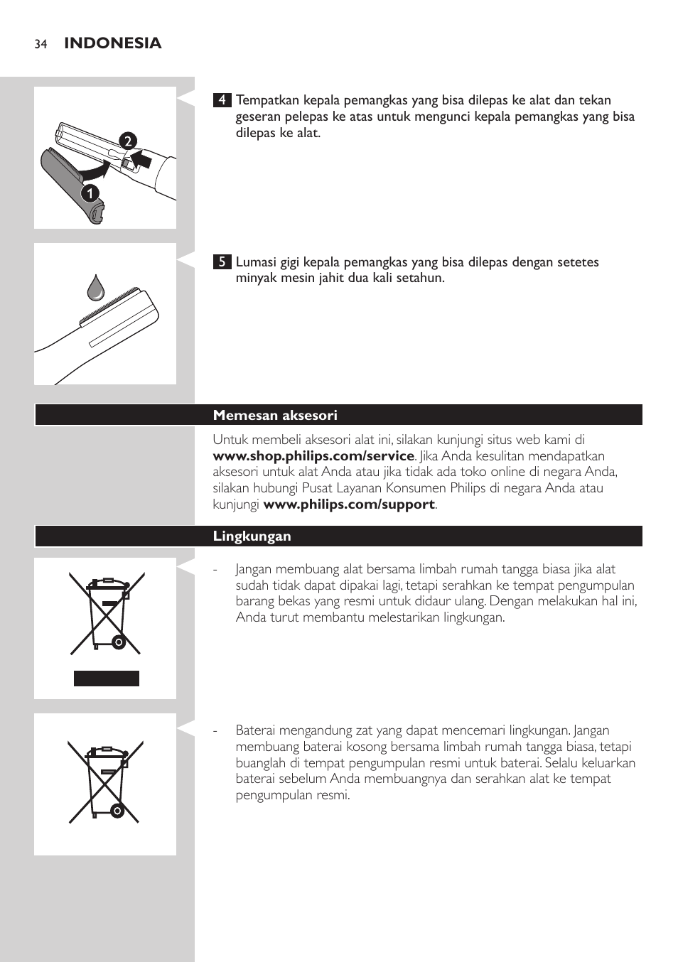 Philips Accesorio recortador de precisión User Manual | Page 34 / 88