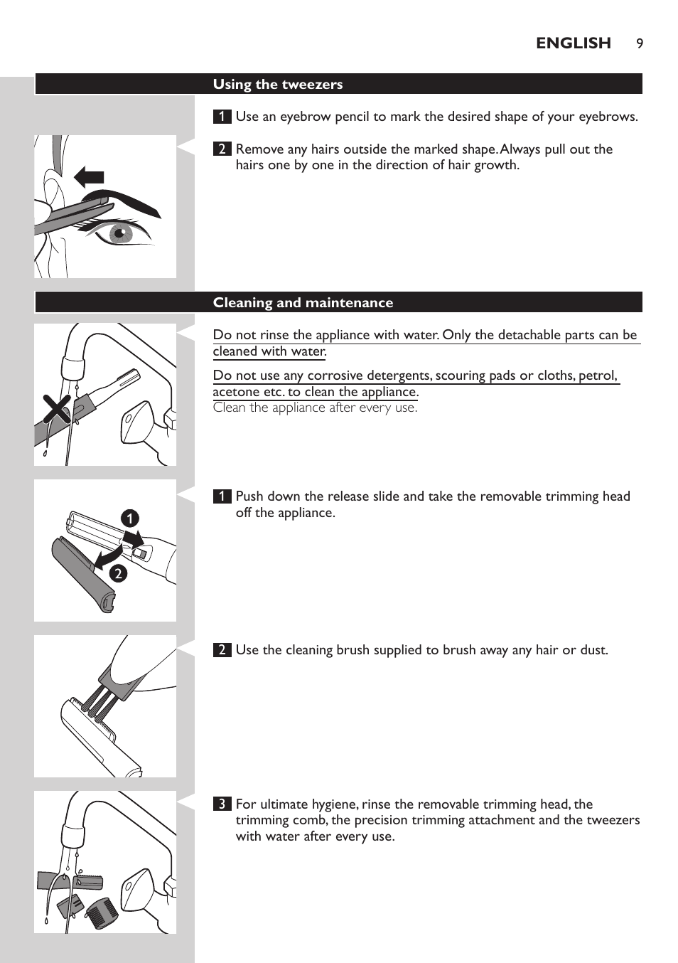 Philips Accesorio recortador de precisión User Manual | Page 9 / 88