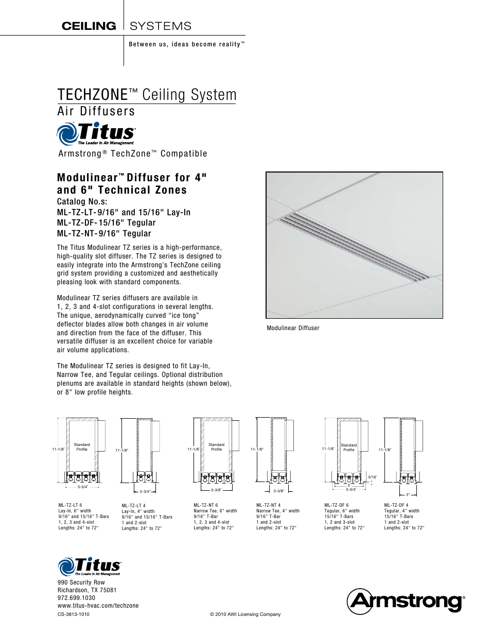 Armstrong World Industries TechZone ML-TZ-LT User Manual | 1 page