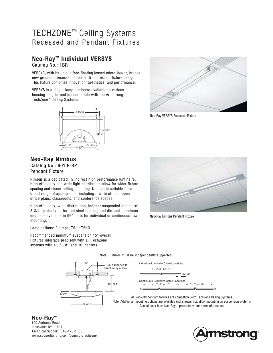 Techzone, Ceiling systems, Neo-ray nimbus | Neo-ray, Individual versys, Catalog no.: 601ip-sp pendant fixture, Catalog no.: 1br | Armstrong World Industries TechZone 7A-660R User Manual | Page 3 / 4