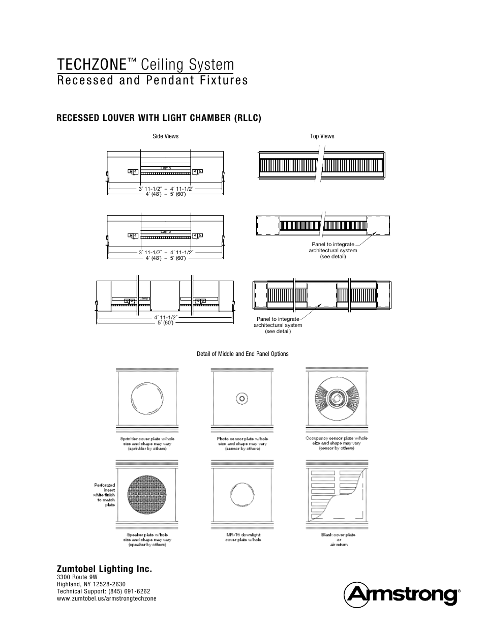 Techzone, Ceiling system, Recessed louver with light chamber (rllc) | Zumtobel lighting inc | Armstrong World Industries Zumtobel Ceiling Lighting System User Manual | Page 3 / 4