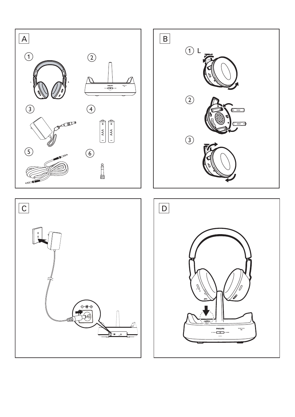 2 get started | Philips Auriculares Hi-Fi inalámbricos User Manual | Page 2 / 7