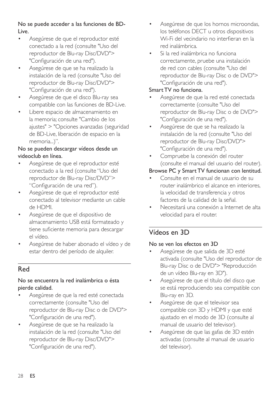 Vídeos en 3d | Philips Fidelio Reproductor de Blu-ray Disc User Manual | Page 28 / 32