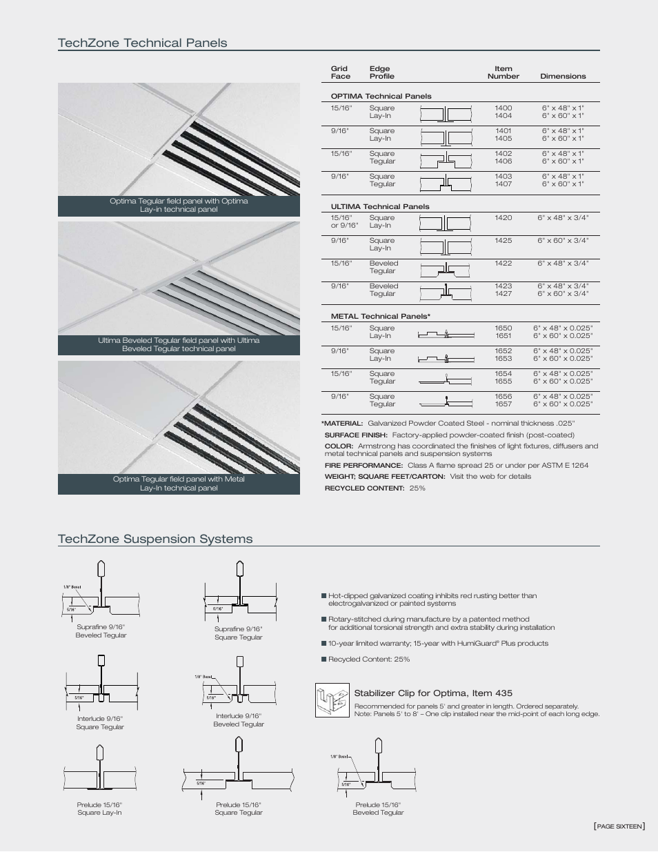 Techzone technical panels, Techzone suspension systems | Armstrong World Industries Ceiling Systems TechZone User Manual | Page 17 / 20